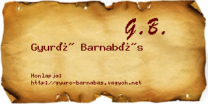 Gyuró Barnabás névjegykártya